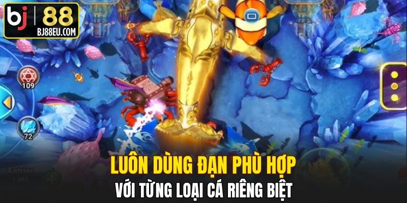 Luôn dùng đạn phù hợp với từng loại cá riêng biệt